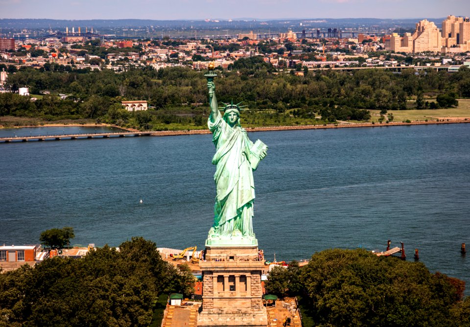 The Statue of Liberty on Liberty Island. Original image from Carol M. Highsmith’s America, Library of Congress collection.