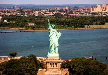The Statue of Liberty on Liberty Island. Original image from Carol M. Highsmith’s America, Library of Congress collection.