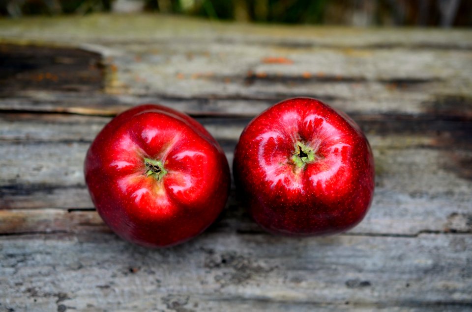 Red Apples On Wood Plank
