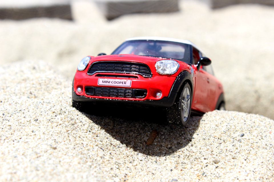 Black And Red Mini Cooper Scale Model