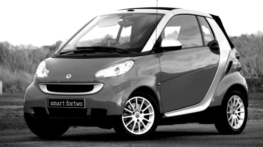 Grayscale Photo Of Smart Fortwo photo