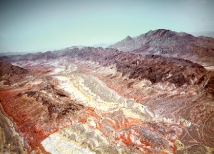 The barren Nevada desert near Las Vegas. Original image from Carol M. Highsmith’s America, Library of Congress collection.