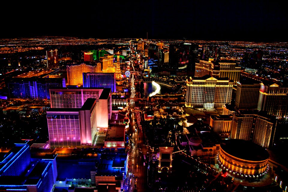 Aerial photograph of the Las Vegas Strip. Original image from Carol M. Highsmith’s America, Library of Congress collection.