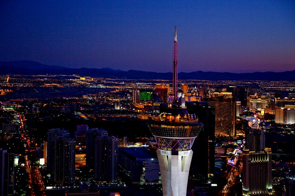 The Stratosphere Tower in Las Vegas Strip. Original image from Carol M. Highsmith’s America, Library of Congress collection.