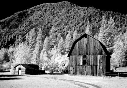 Barn in rural Montana, Infrared View. Original image from Carol M. Highsmith’s America, Library of Congress collection. photo