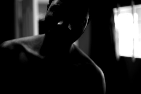 Silhouette Of Man In Black And White photo