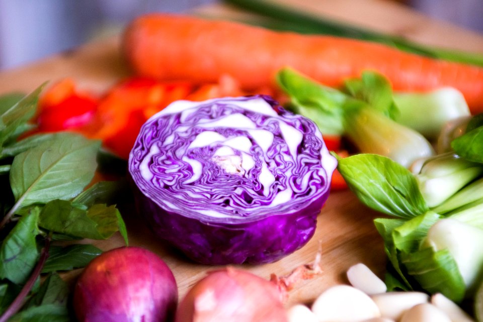 Fresh Vegetables On Cutting Board photo