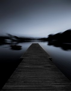 Grayscale Photo Of Dock photo