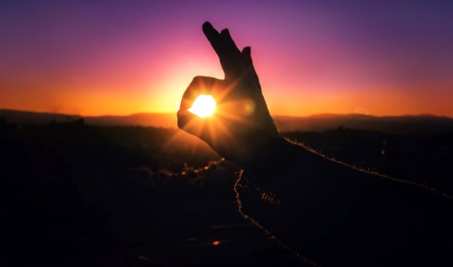 Person Doing Ok Hand Sign During Sunset photo