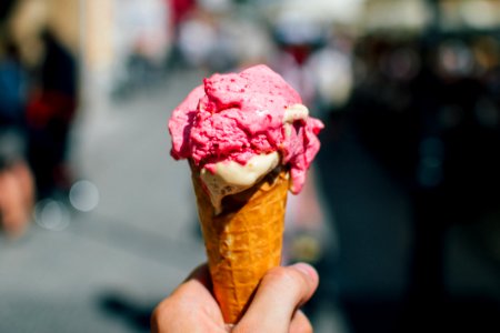 Person Holding Ice Cream Cone photo