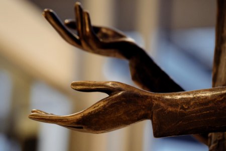 Red Wooden Hand Statue