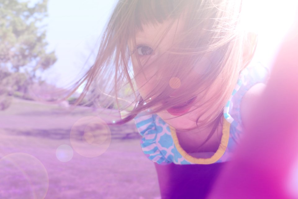 Girls In Yellow And Blue Floral Shirt Taking Photo
