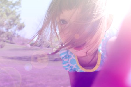 Girls In Yellow And Blue Floral Shirt Taking Photo