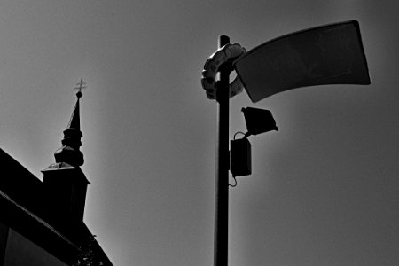 Urban Skyline With Pole And Spire