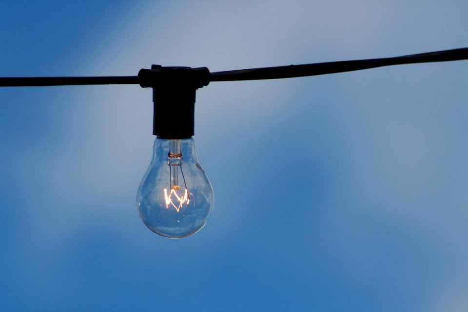 Clear Light Bulb On Wire