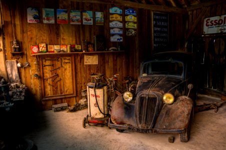 Antique Car In Old Garage