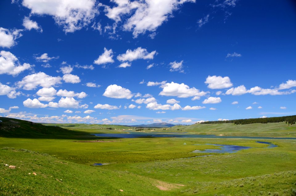 Green Fields Under Blue Cloudy Sky photo