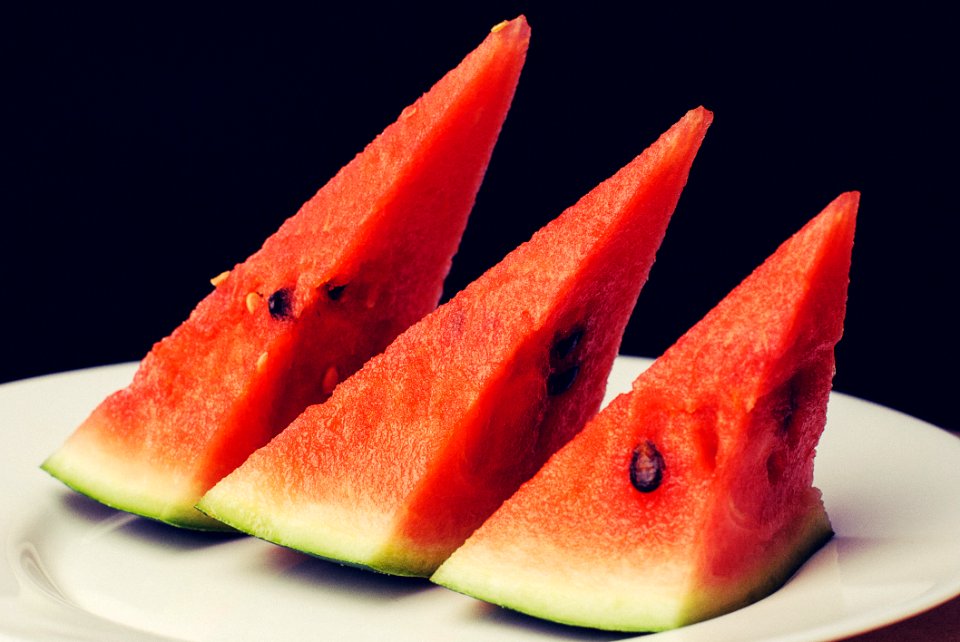 Slices Of Watermelon On Plate
