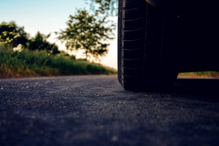 Car Tire On Asphalt photo