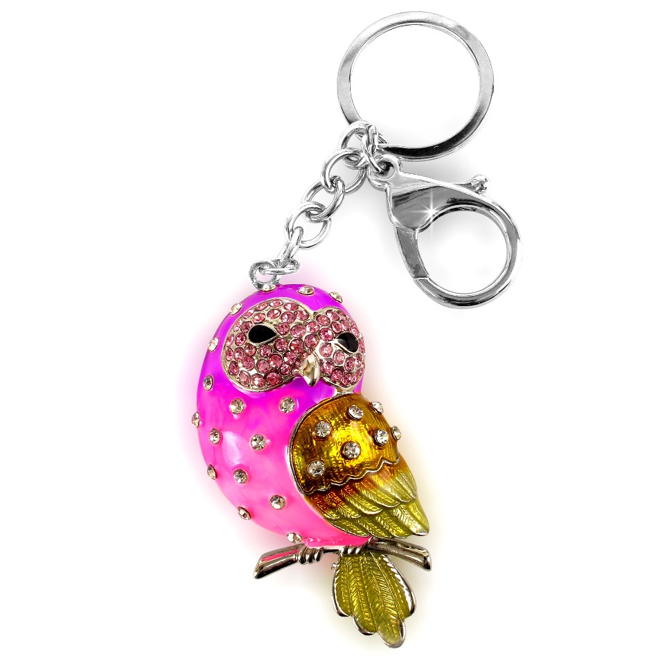 Pink Gold And Silver Owl With Diamond Accessory Clamp Hook