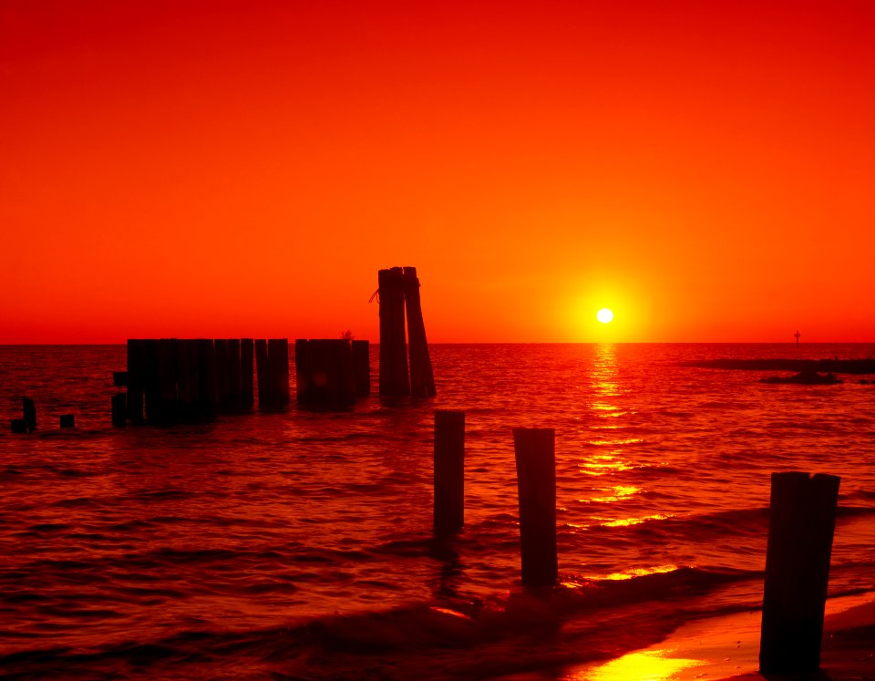 Sunset on the Chesapeake Bay, not far from Cape Charles on Virginia's long Eastern Shore. Original image from Carol M. Highsmith’s America, Library of Congress collection. photo