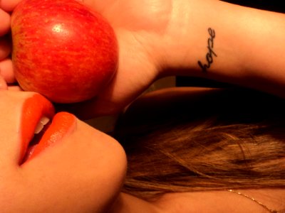 Woman Holding Red Apple Fruit