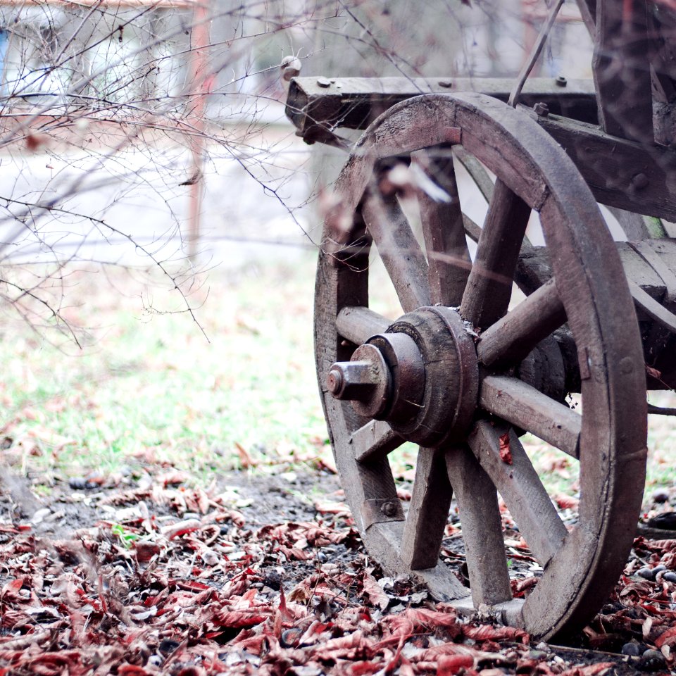 Brown Wooden Wheel On Land During Daytime photo