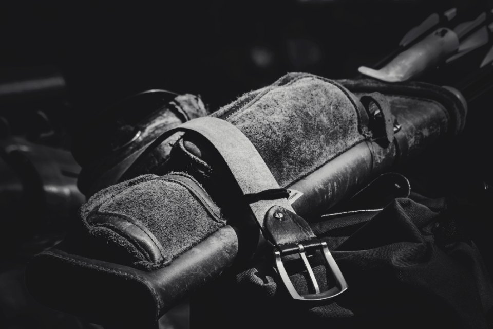Leather Garrison Belt Grayscale Photo
