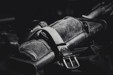 Leather Garrison Belt Grayscale Photo