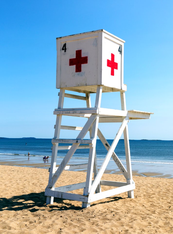 Lifeguard stand at the shore in Old Orchard Beach, Maine. Original image from Carol M. Highsmith’s America, Library of Congress collection.