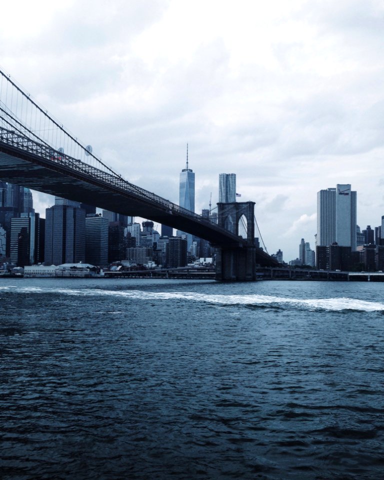 Brooklyn Bridge Blue And White Photo