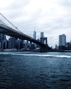 Brooklyn Bridge Blue And White Photo photo