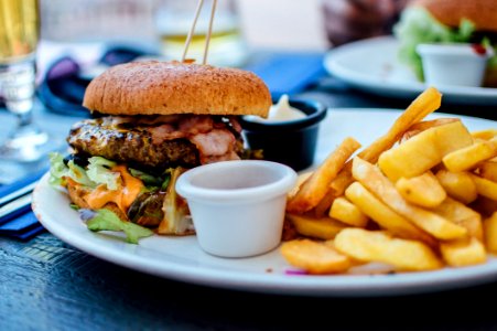 Fries And Burger On Plate