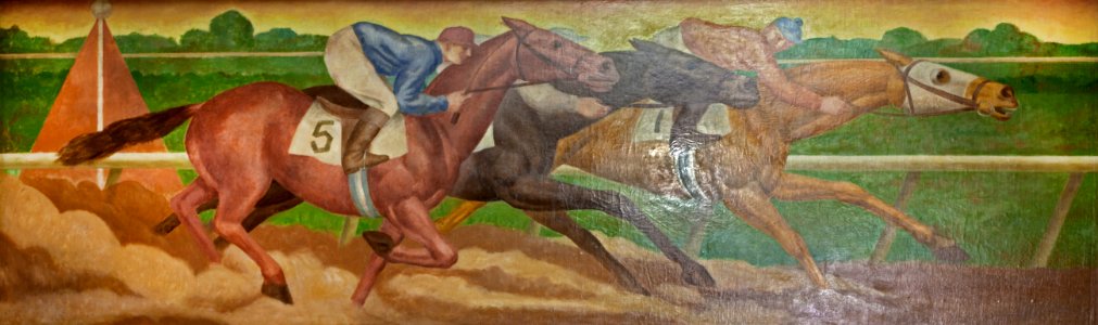 Murals, Louisville Murals-Horse racing, by Frank Weathers Long at the Gene Snyder U.S Courthouse & Custom House, Louisville, Kentucky (2011) by Carol M. Highsmith. Original image from Library of Congress.