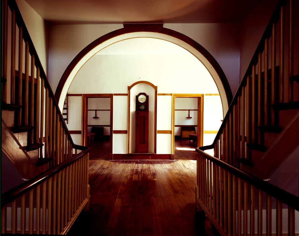 Interior view of the 1824 Center House at Shakertown, South Union, Kentucky (1980-2006) by Carol M. Highsmith. Original image from Library of Congress.