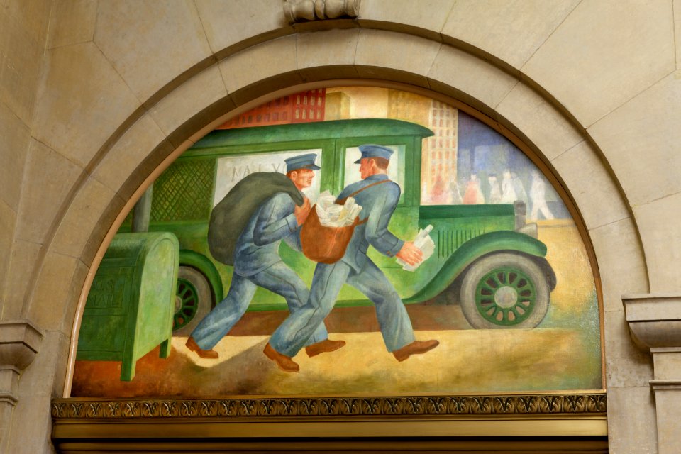Murals, Louisville Murals-City Collections, by Frank Weathers Long at the Gene Snyder U.S Courthouse & Custom House, Louisville, Kentucky (2011) by Carol M. Highsmith. Original image from Library of Congress.