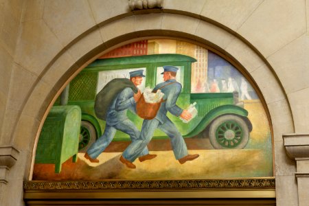 Murals, Louisville Murals-City Collections, by Frank Weathers Long at the Gene Snyder U.S Courthouse & Custom House, Louisville, Kentucky (2011) by Carol M. Highsmith. Original image from Library of Congress. photo