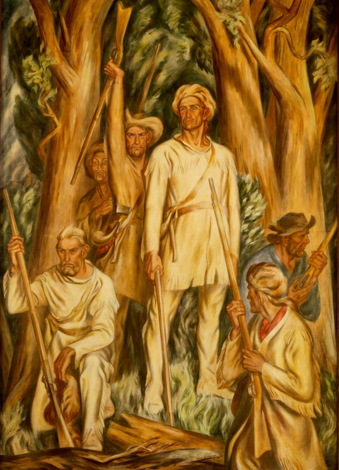 WPS mural, Daniel Boone's Arrival in Kentucky, by Ward Lockwood at the U.S Post Office & U.S Courthouse, Lexington Kentucky (2011) by Carol M. Highsmith. Original image from Library of Congress. photo