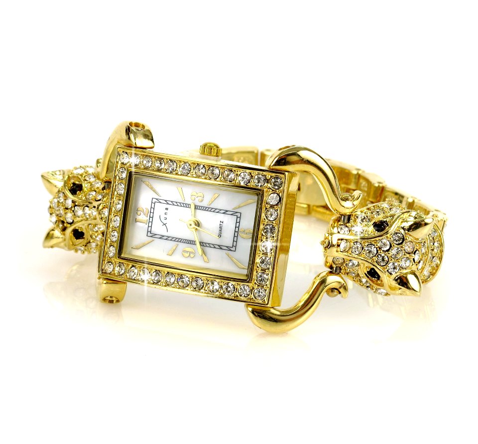 Gold Link Diamond Studded Analog Watch