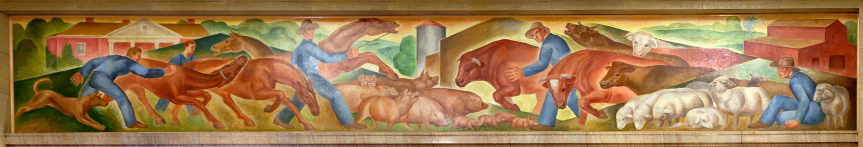 Murals, Louisville Murals-Stock Farming, by Frank Weathers Long at the Gene Snyder U.S Courthouse & Custom House, Louisville, Kentucky (2011) by Carol M. Highsmith. Original image from Library of Congress. photo