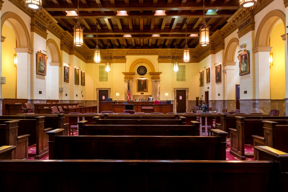 Courtroom at the U.S Post Office & Court House, Lexington, Kentucky (2013) by Carol M. Highsmith. Original image from Library of Congress.