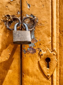 Padlock On Metal Door photo