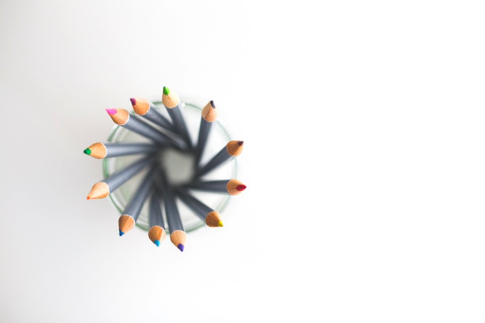 Top View Of Colored Pencils