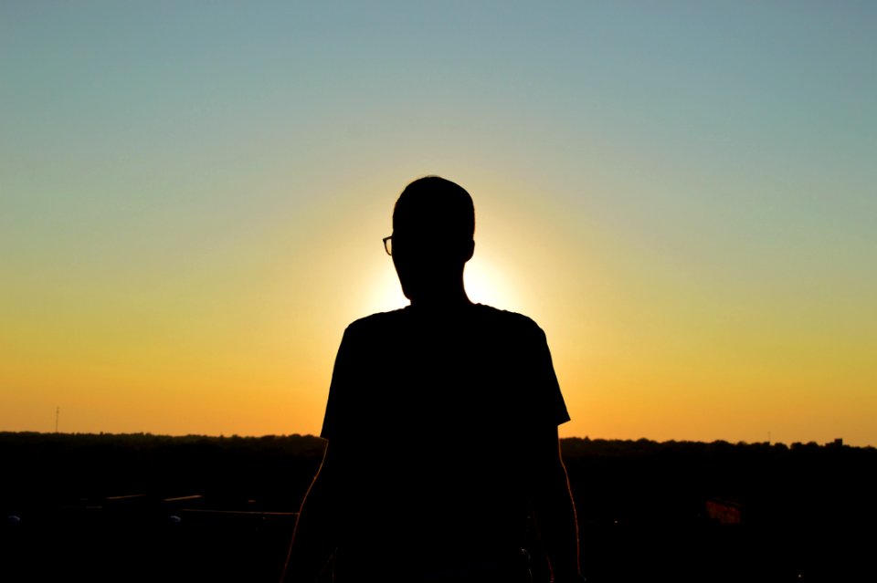 Silhouette Of You Man Viewing Sunset