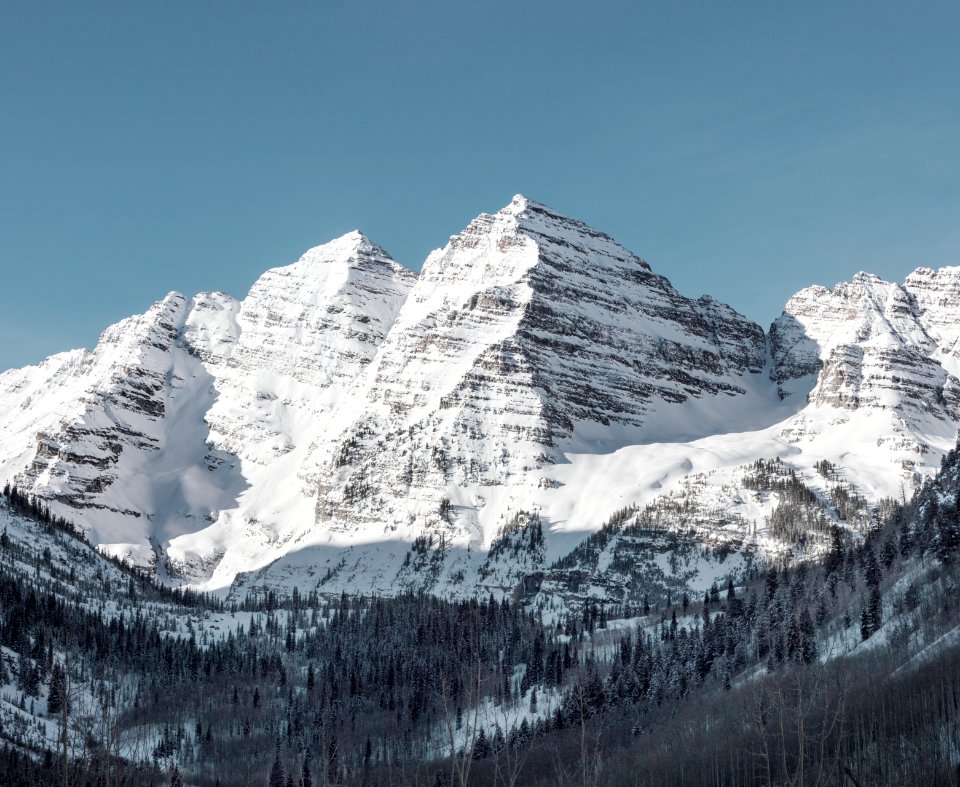 The Maroon Bells, just outside Aspen in Colorado's Rocky Mountains USA - Fall aspens in San Juan County, Colorado USA - Original image from Carol M. Highsmith’s America, Library of Congress collection. Digitally enhanced by rawpixel