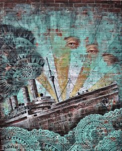 Ship And Human Eye Painted On Wall