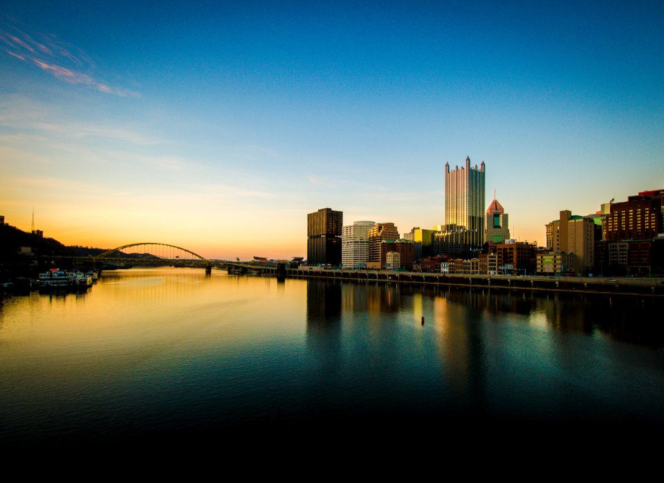 City Skyline At Sunset