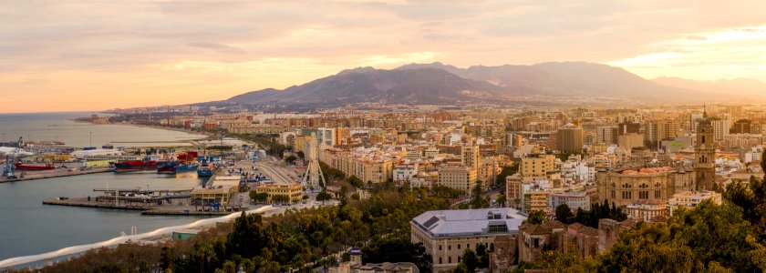 Malaga Spain At Sunset