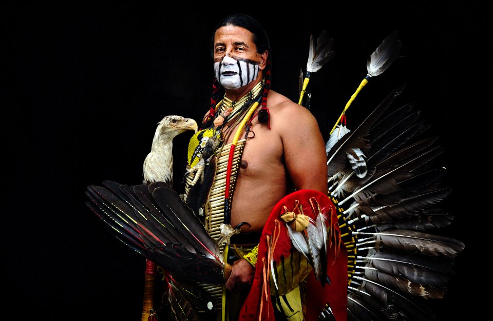 Samuel "Tamehorse" Gallegos, photographed in Pueblo, Colorado, at a gathering of North American Native People. Original image from Carol M. Highsmith’s America, Library of Congress collection.