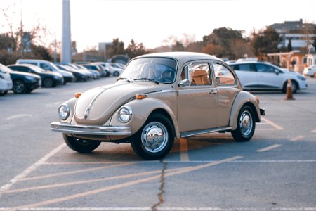 Brown Volkswagen Beetle At Parking Lot photo